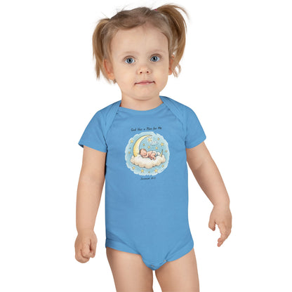 Baby Onesie - 'God Has a Plan for Me' Sleeping Moon Newborn Bodysuit