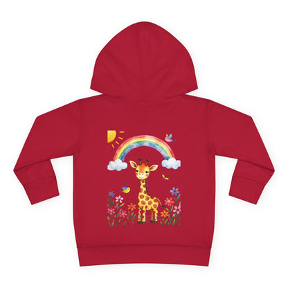 Toddler Hoodie — Giraffe Rainbow Floral Pullover