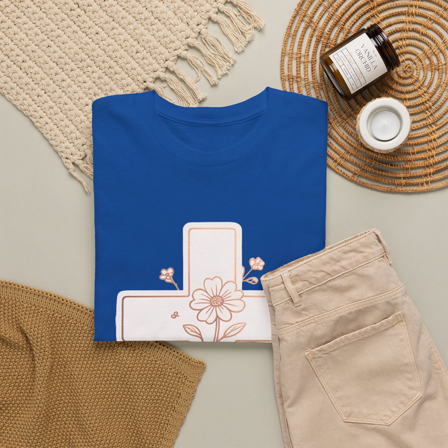 Floral Cross Tee — Delicate Bloom Christian T-Shirt