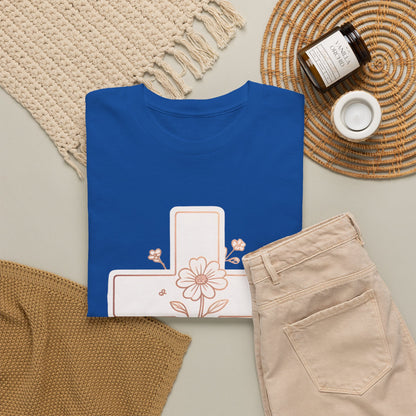 Floral Cross Tee — Delicate Bloom Christian T-Shirt
