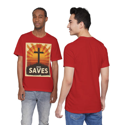 Jesus Saves Cross tee | Christian faith shirt, sunrise graphic | Perfect Gift for Mom and Dad | Friends and Family Shirt