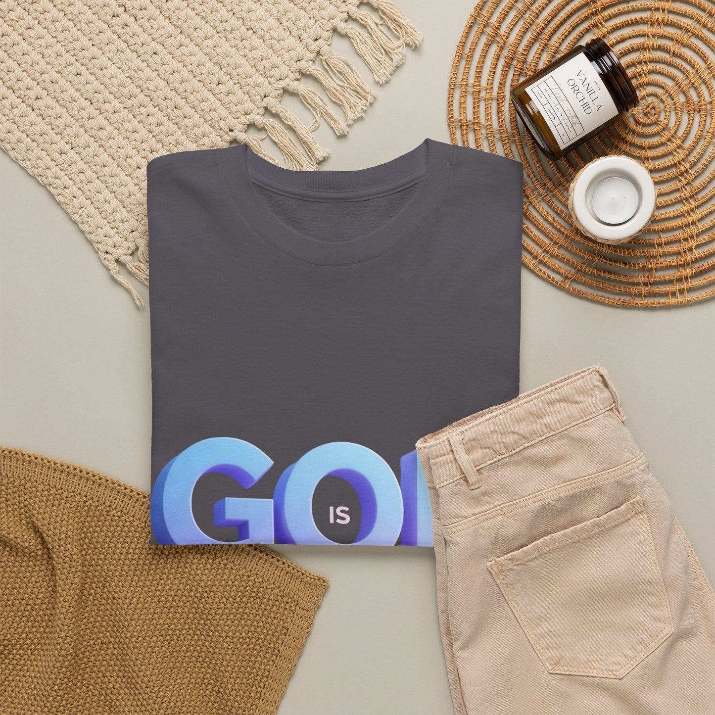 God Greater Gradient Tee — Soft Blue & Lilac Faith Shirt
