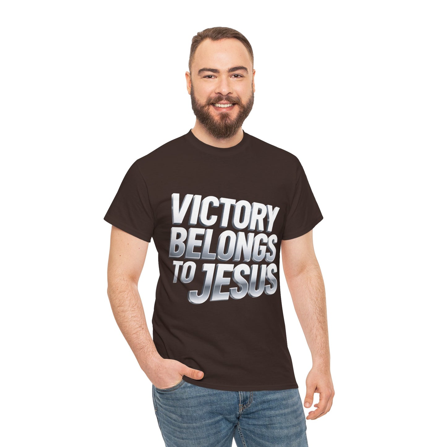 Victory Belongs to Jesus T-Shirt — Heavyweight Christian Faith Tee