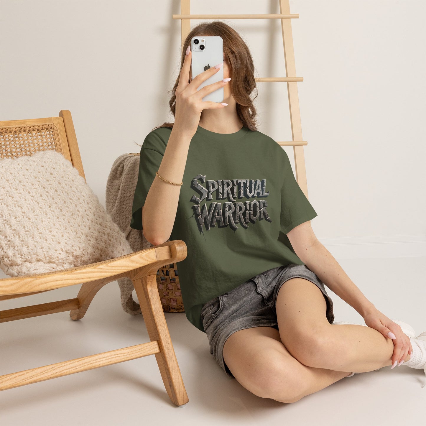 Spiritual Warrior T-Shirt — Gothic Lettering Faith & Strength Tee
