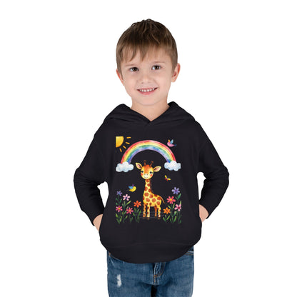 Toddler Hoodie — Giraffe Rainbow Floral Pullover