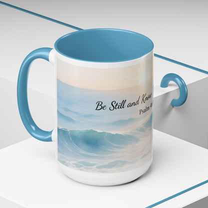 Psalm 46:10 Ocean Coffee Mug – "Be Still and Know That I Am God" Inspirational Ceramic