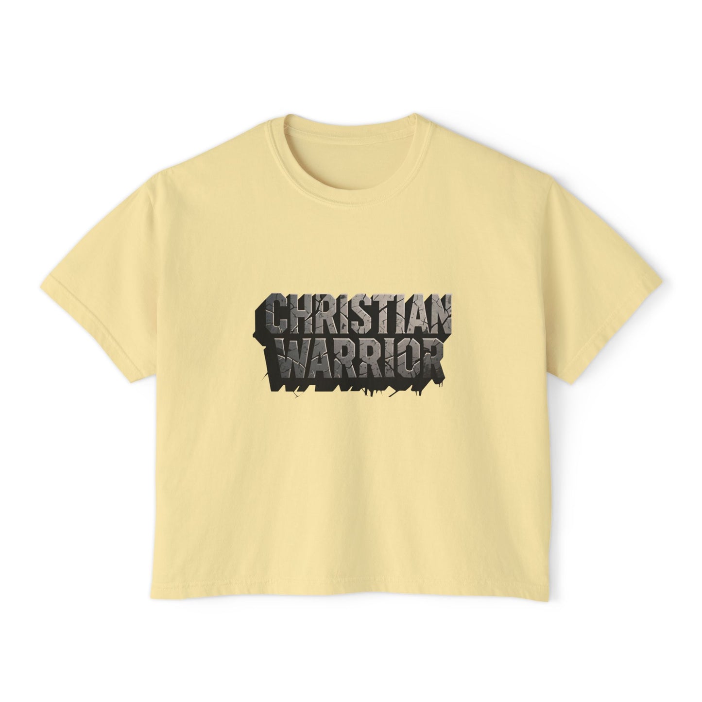 Christian Warrior Boxy Tee — Women's Faith Graphic Shirt