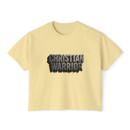 Christian Warrior Boxy Tee — Women's Faith Graphic Shirt
