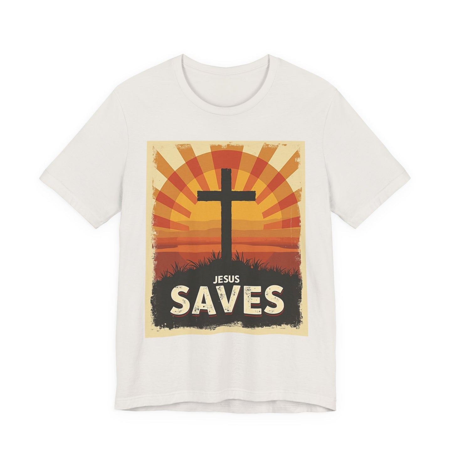 Jesus Saves Cross tee | Christian faith shirt, sunrise graphic | Perfect Gift for Mom and Dad | Friends and Family Shirt