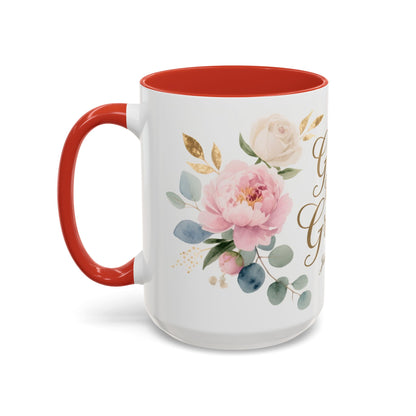 Grace Upon Grace Floral Coffee Mug — John 1:16 Scripture Accent Mug