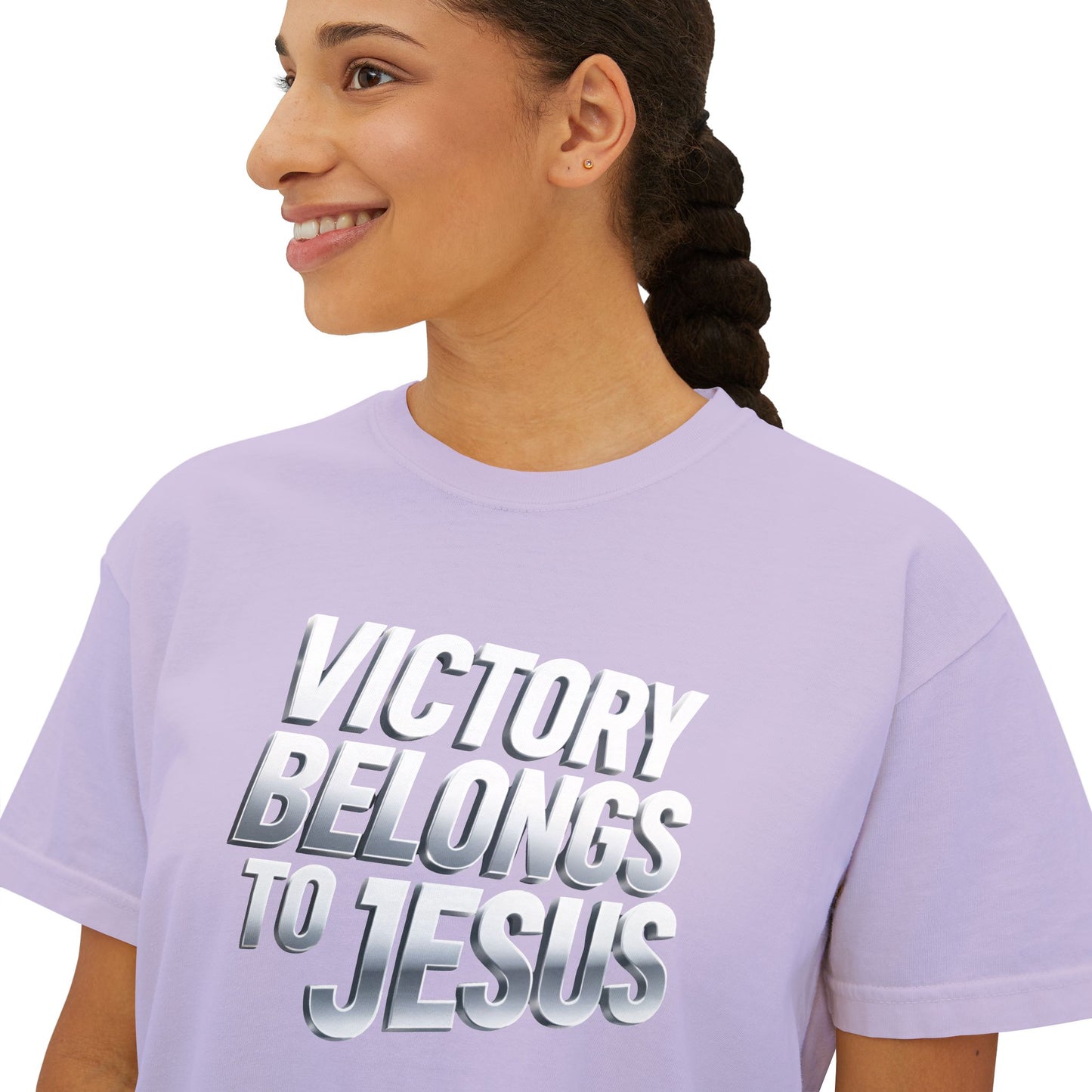 Victory Belongs to Jesus Boxy Tee — Christian Faith Graphic Tee