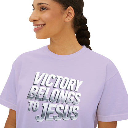 Victory Belongs to Jesus Boxy Tee — Christian Faith Graphic Tee