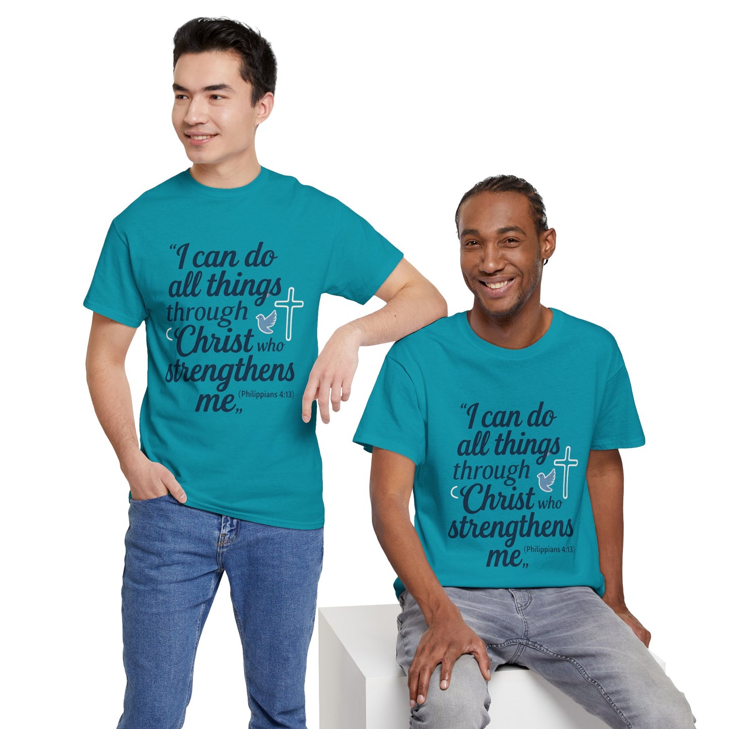 Inspirational Christian T-Shirt - "I Can Do All Things Through Christ" Bible Verse Tee