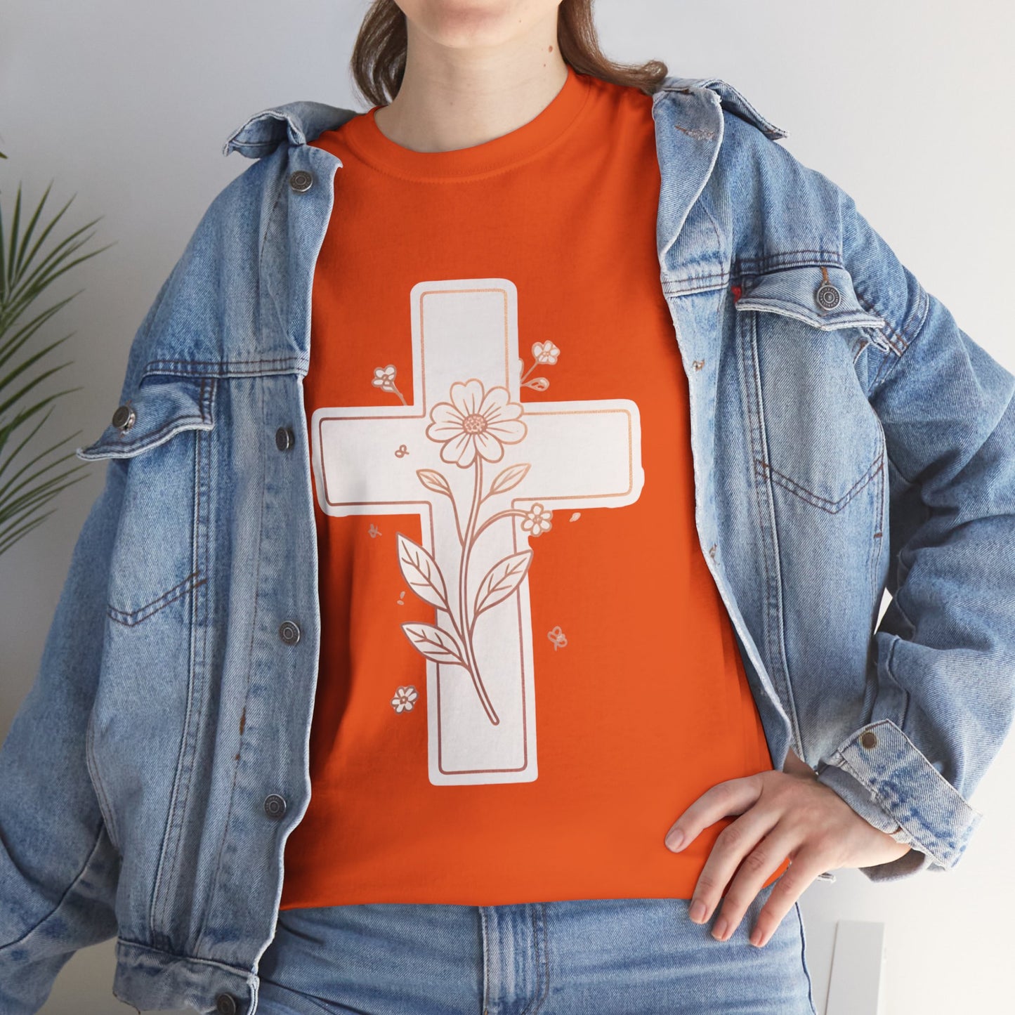 Floral Cross Tee — Delicate Bloom Christian T-Shirt