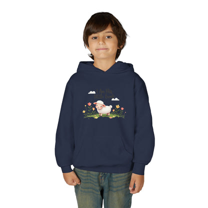 Youth Hoodie - "I Am His Little Lamb" Cute Floral Lamb Kids Pullover