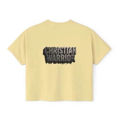 Christian Warrior Boxy Tee — Women's Faith Graphic Shirt