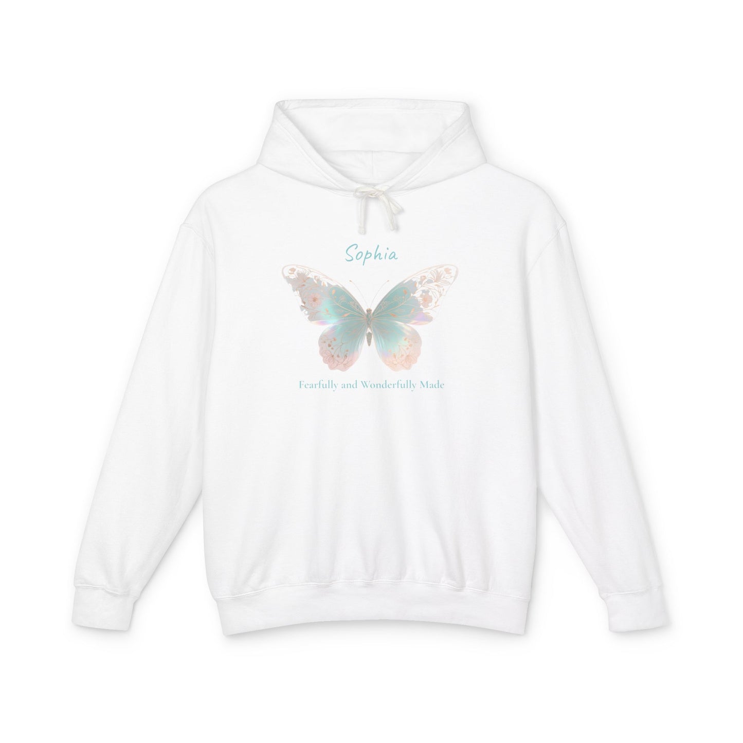 Butterfly Personalized Hoodie — Pastel Floral Butterfly Lightweight Hoodie