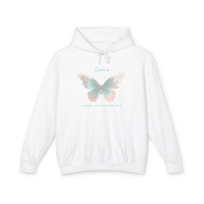 Butterfly Personalized Hoodie — Pastel Floral Butterfly Lightweight Hoodie