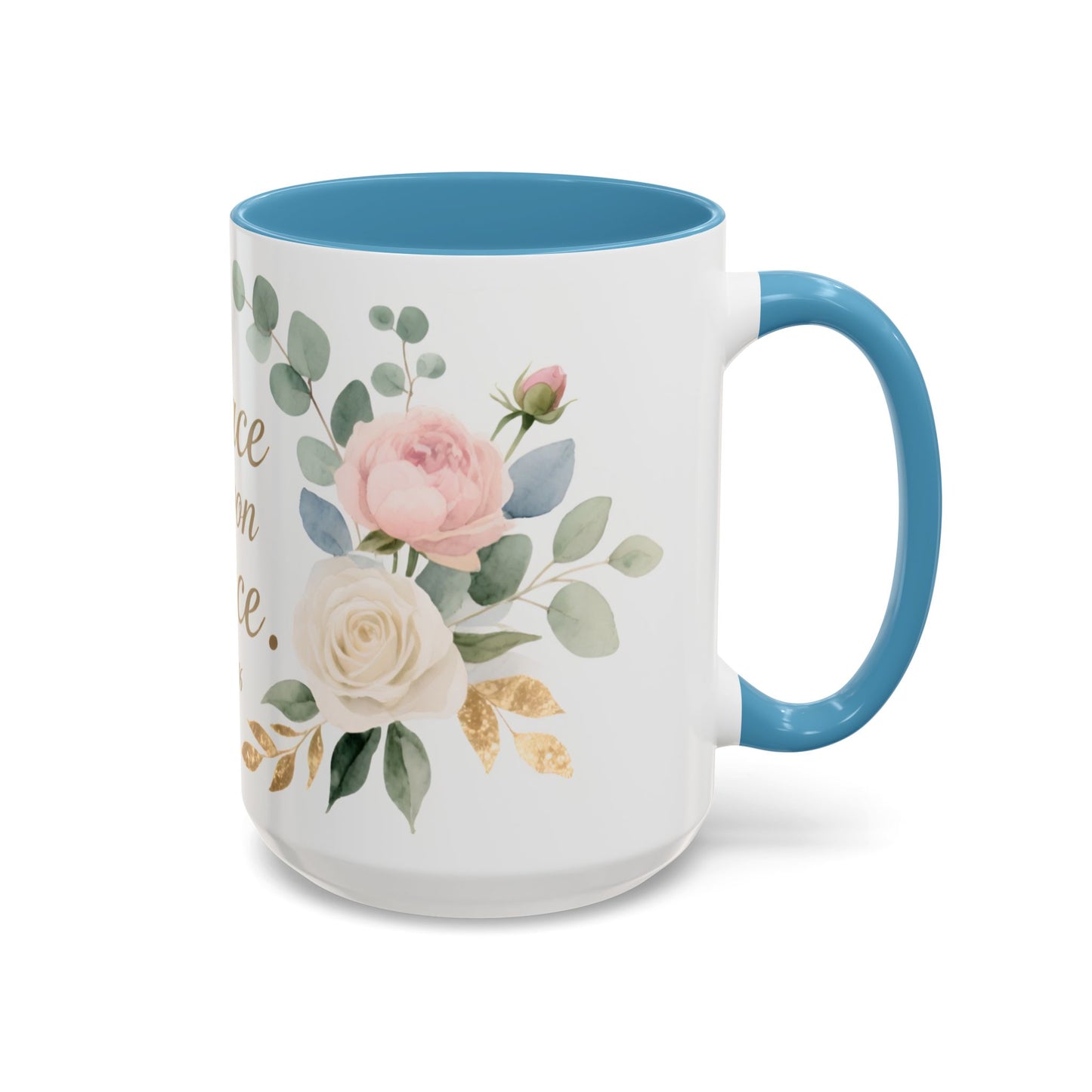 Grace Upon Grace Floral Coffee Mug — John 1:16 Scripture Accent Mug