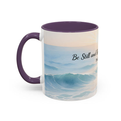 Psalm 46:10 Ocean Coffee Mug – "Be Still and Know That I Am God" Inspirational Ceramic
