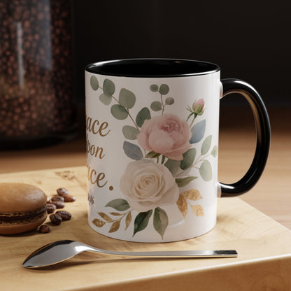 Grace Upon Grace Floral Coffee Mug — John 1:16 Scripture Accent Mug