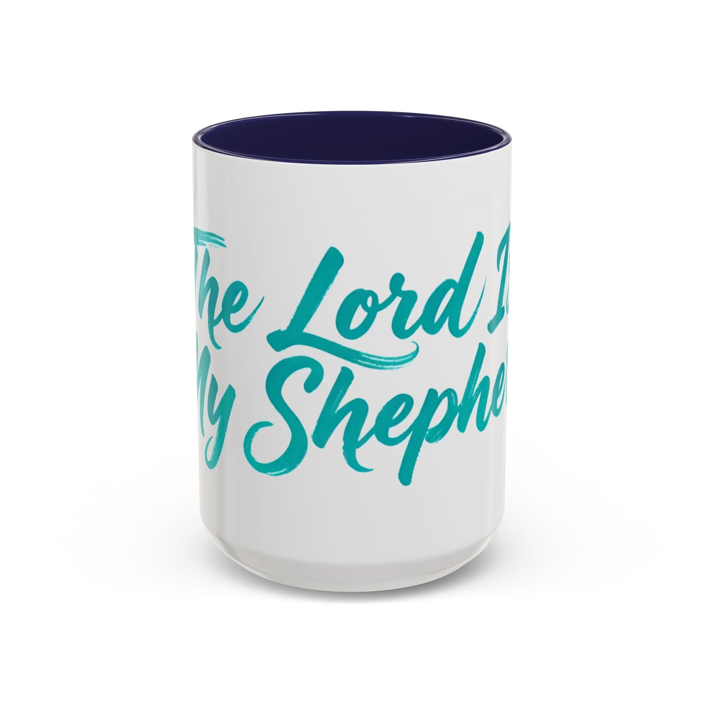 Scripture Accent Coffee Mug — Teal Hand-Lettered Encouragement (11/15 oz)