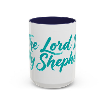 Scripture Accent Coffee Mug — Teal Hand-Lettered Encouragement (11/15 oz)