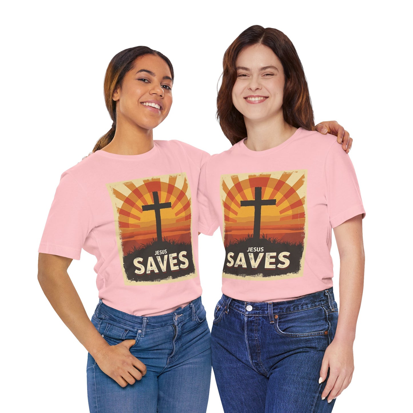 Jesus Saves Cross tee | Christian faith shirt, sunrise graphic | Perfect Gift for Mom and Dad | Friends and Family Shirt
