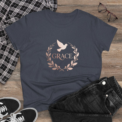 Graceful Dove Wreath Tee — Women's Rose-Gold Reminder Tee
