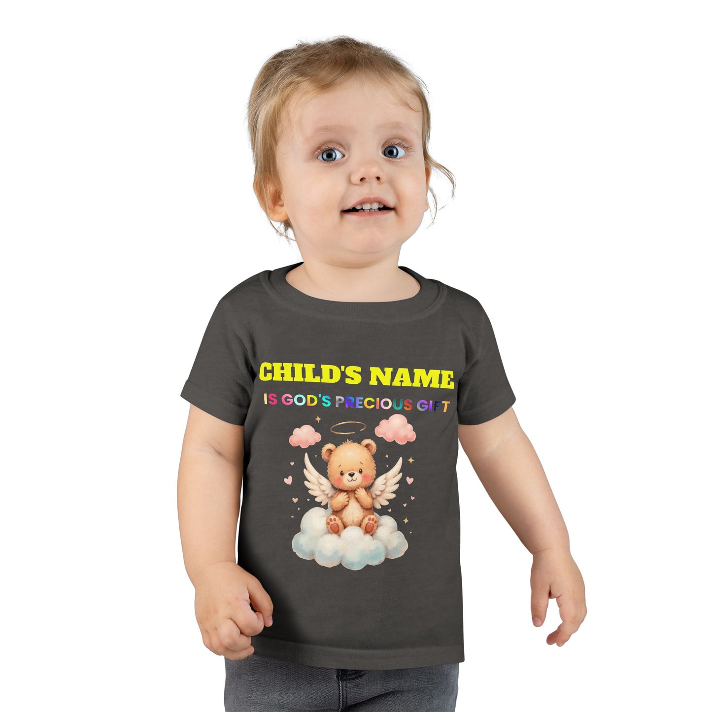 Toddler T-Shirt — Personalized "Child's Name Is God’s Precious Gift" Angel Bear Tee