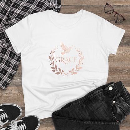 Graceful Dove Wreath Tee — Women's Rose-Gold Reminder Tee