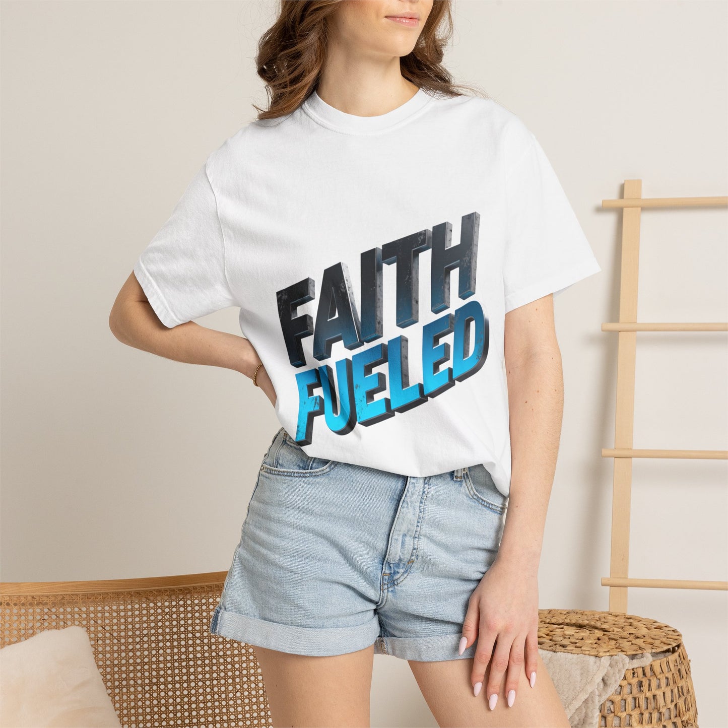 Faith Fueled Garment-Dyed Tee — Vintage Two-Tone Christian T-Shirt