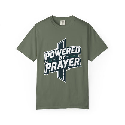 Powered by Prayer T‑Shirt — Faith Graphic Tee with Cross