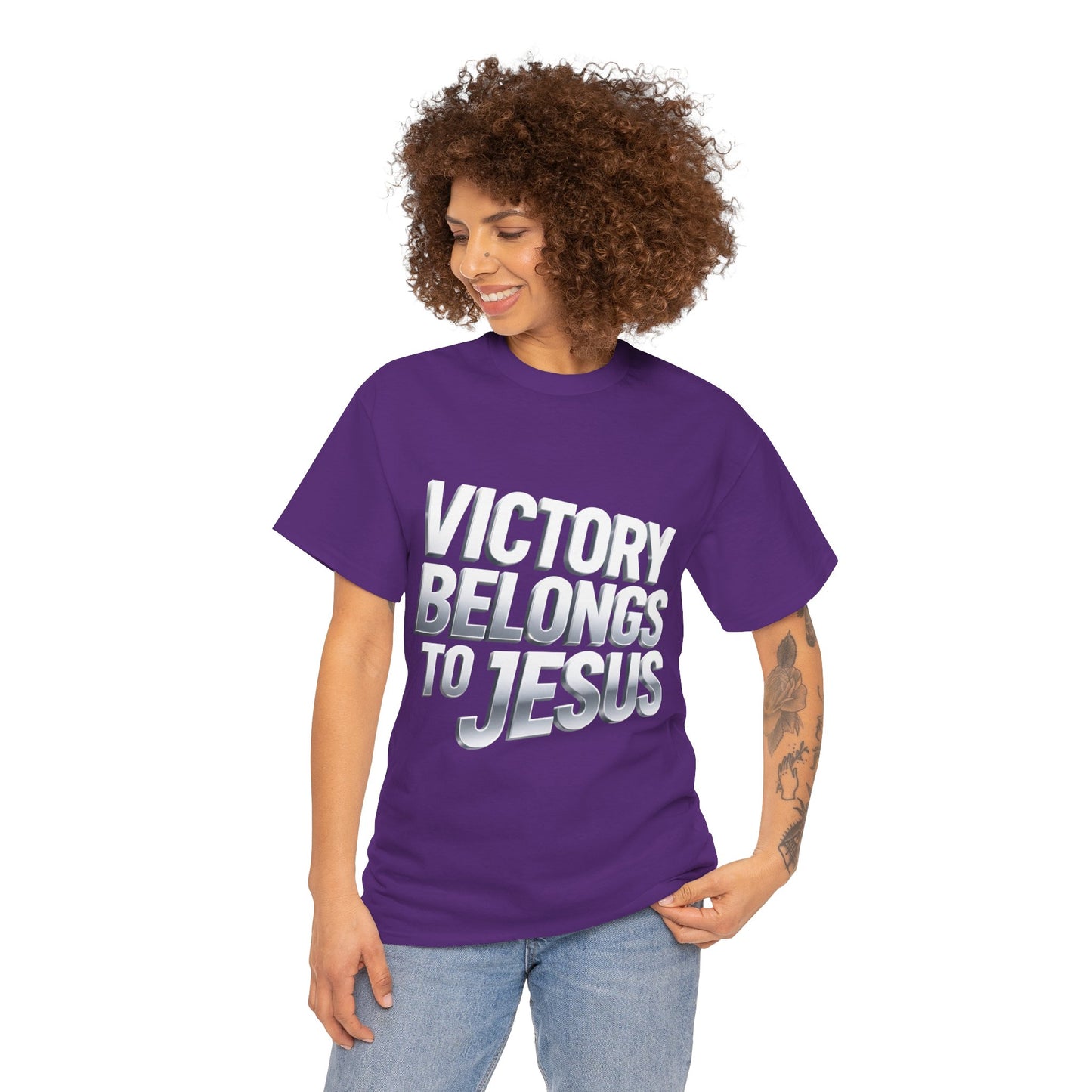 Victory Belongs to Jesus T-Shirt — Heavyweight Christian Faith Tee