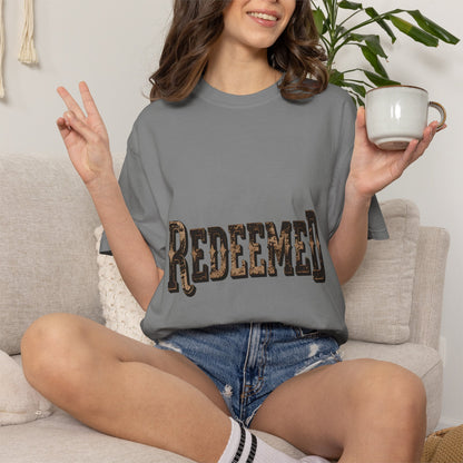 Garment-Dyed Statement Tee — Bold Single-Word Typographic Front