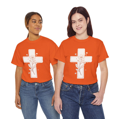 Floral Cross Tee — Delicate Bloom Christian T-Shirt