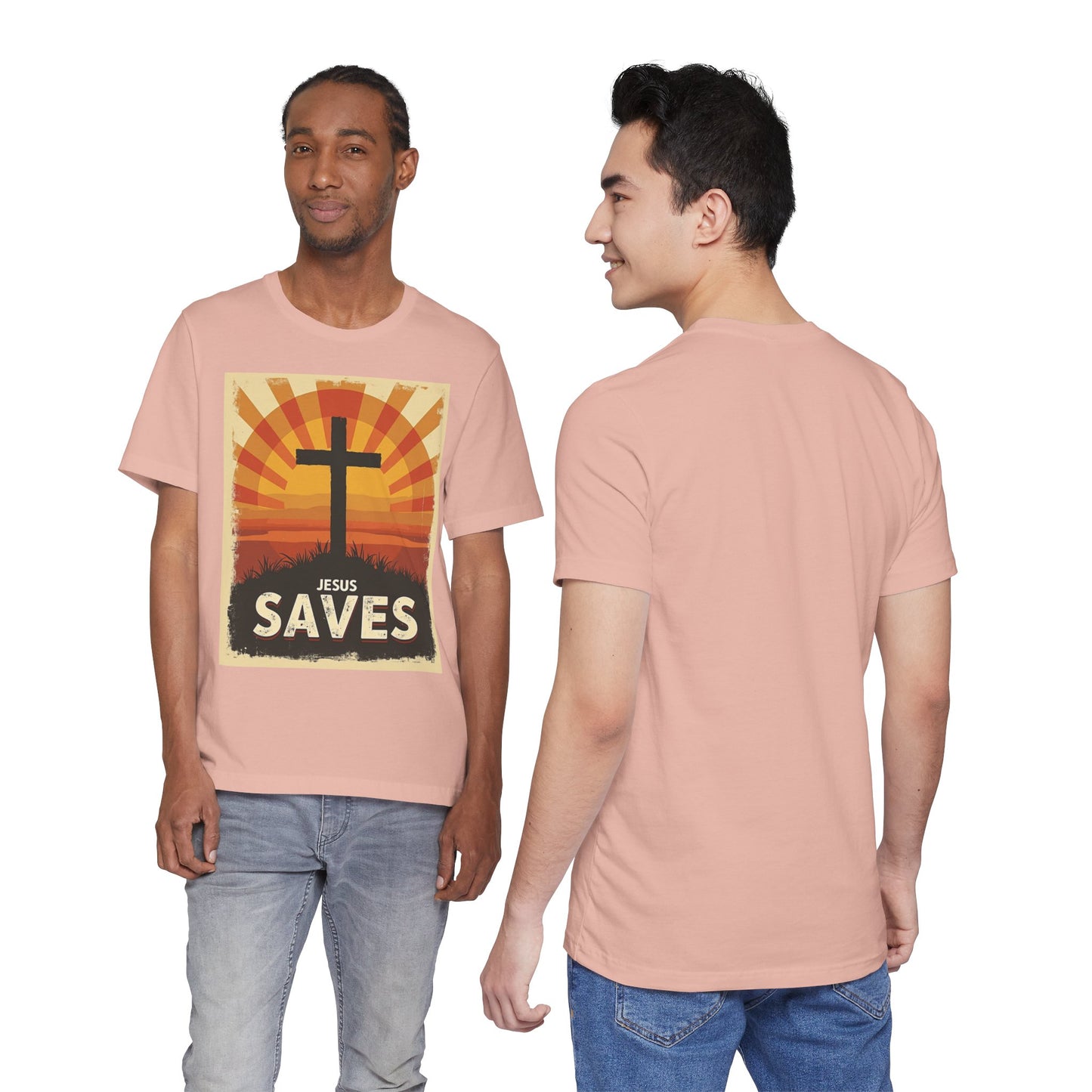 Jesus Saves Cross tee | Christian faith shirt, sunrise graphic | Perfect Gift for Mom and Dad | Friends and Family Shirt