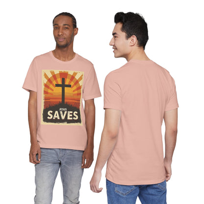 Jesus Saves Cross tee | Christian faith shirt, sunrise graphic | Perfect Gift for Mom and Dad | Friends and Family Shirt