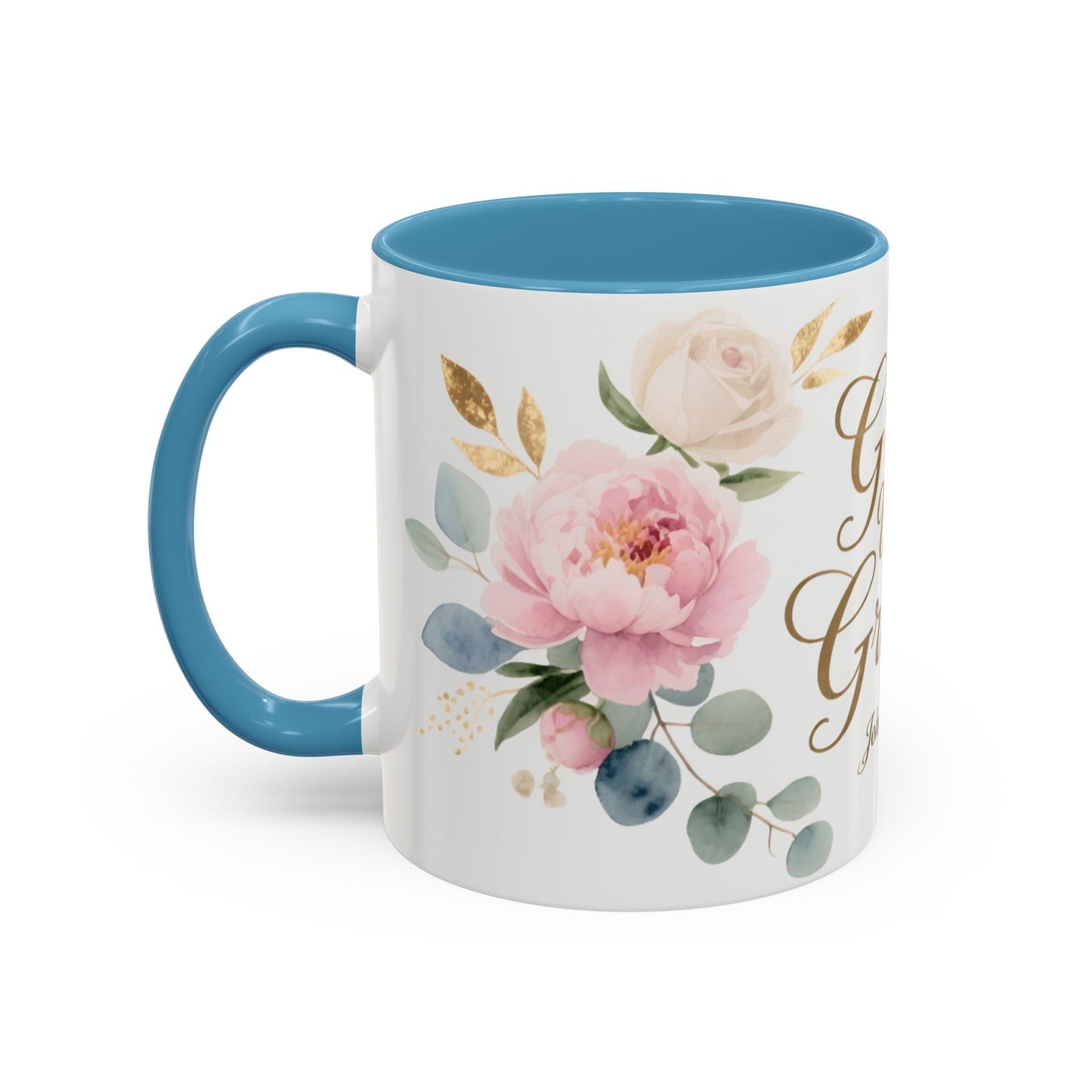 Grace Upon Grace Floral Coffee Mug — John 1:16 Scripture Accent Mug