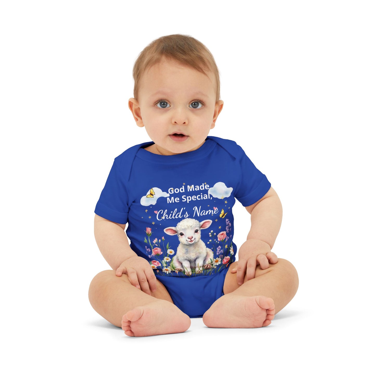 Infant Onesie - "God Made Me Special" Lamb Baby Bodysuit (What a Wonderful World)