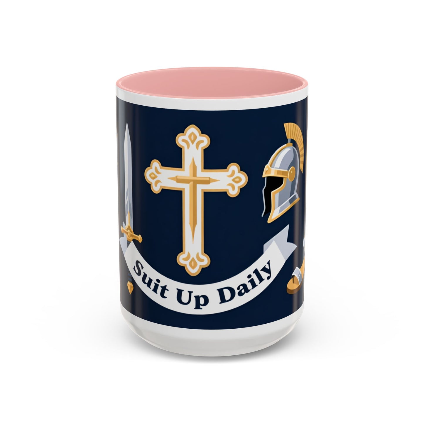 Christian Knight Coffee Mug — “Suit Up Daily” Accent Ceramic Mug