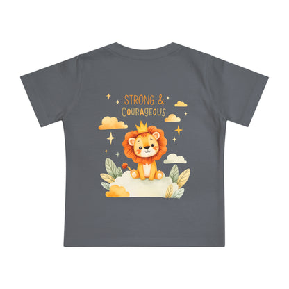 Strong & Courageous Lion Baby T-Shirt — Cute Nursery Tee for Baby Shower & Newborn