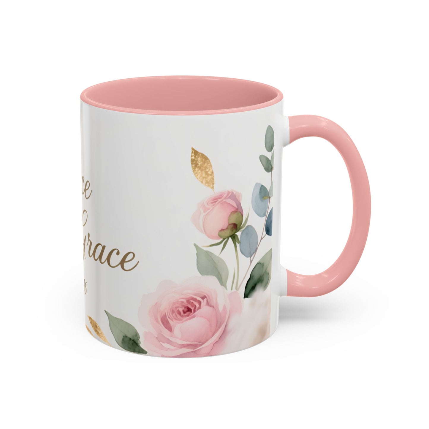 Grace Upon Grace Coffee Mug — Floral John 1:16 Scripture Accent Mug