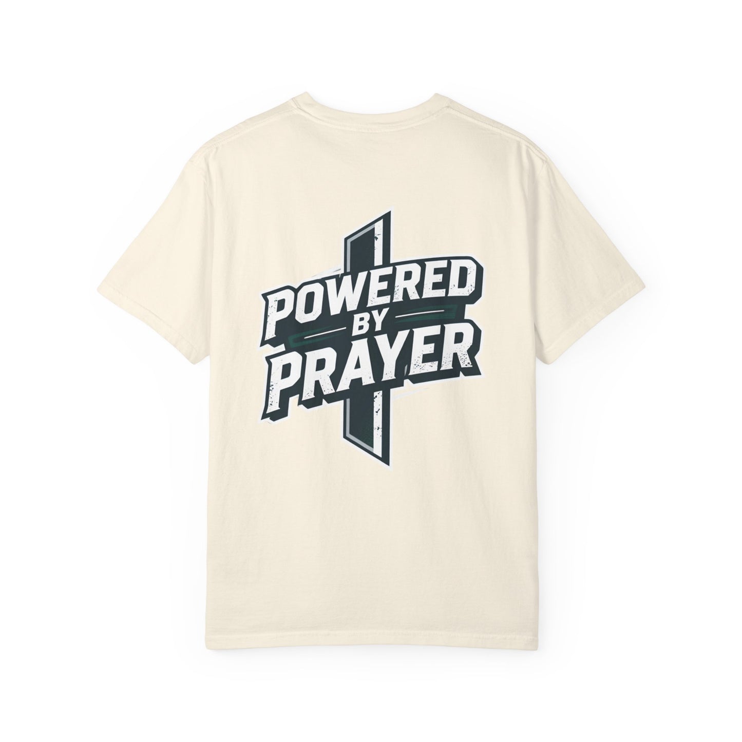 Powered by Prayer T‑Shirt — Faith Graphic Tee with Cross