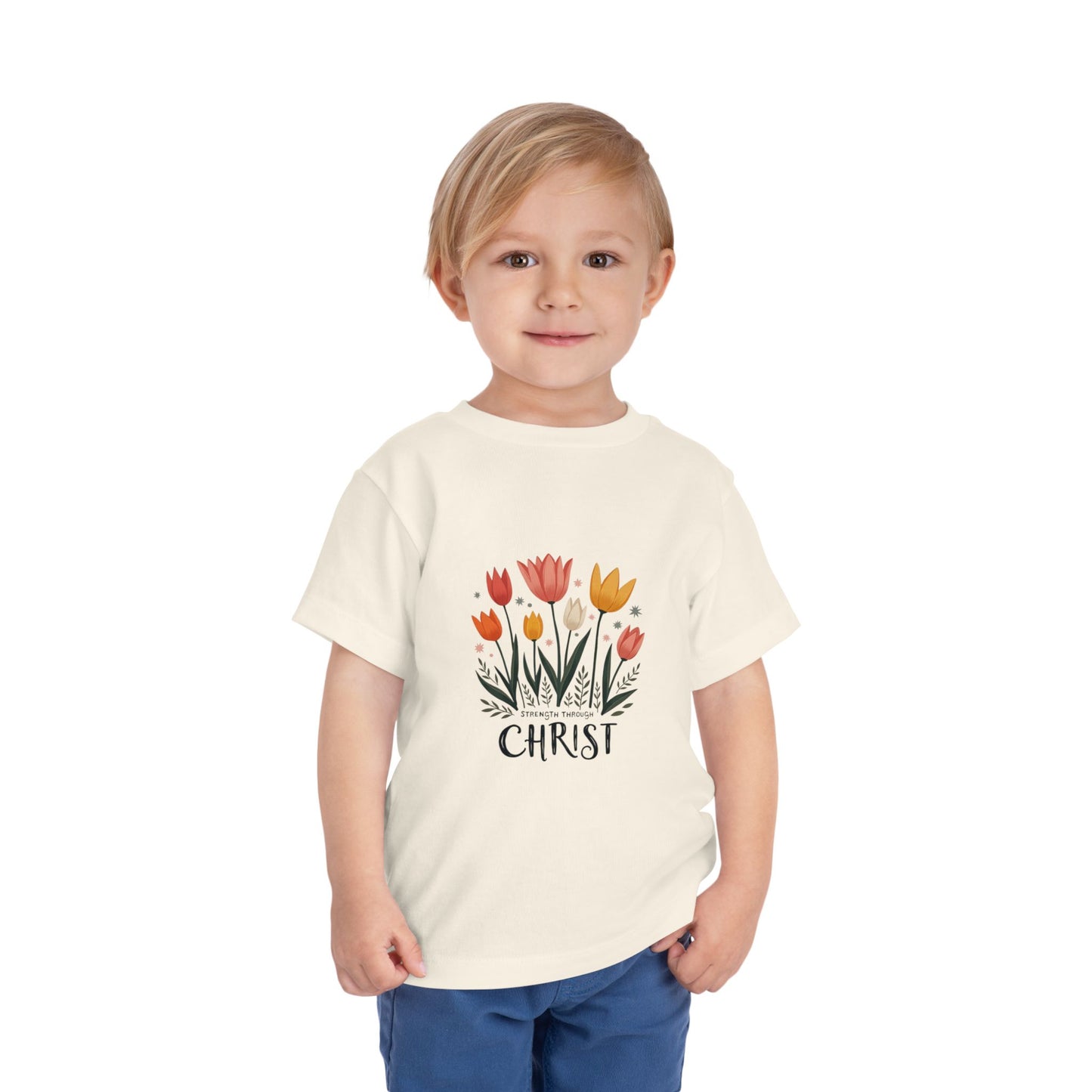 Cute Tulip Floral Christ Tee for Toddlers | Daily Faith Inspiration | Ideal Gift for Kids