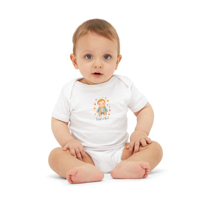 Infant One-Piece Bodysuit — Cute Little Girl Illustration "Hello World" Baby Bodysuit