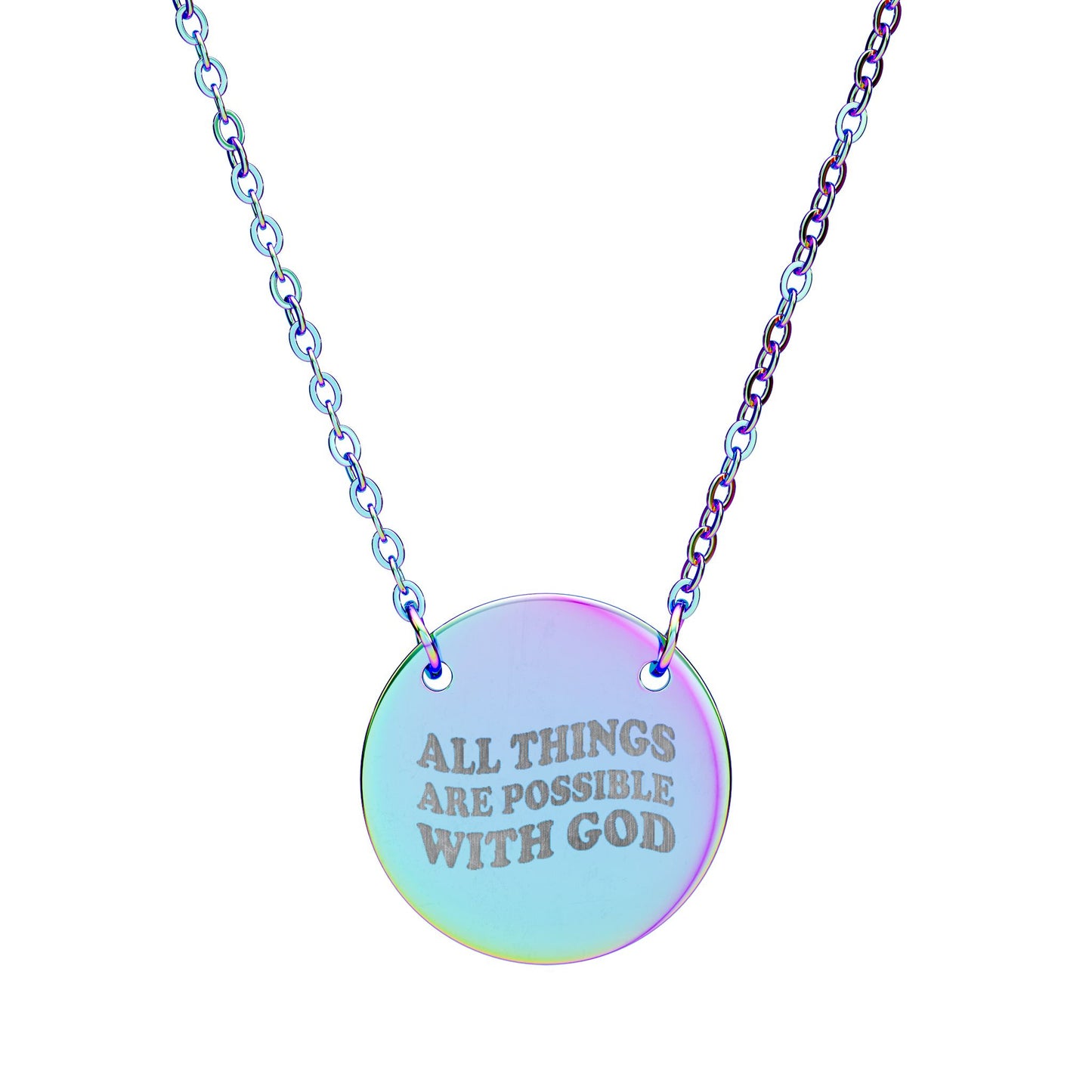 Engraved 'GOD' Circle Necklace — Religious Pendant Gift
