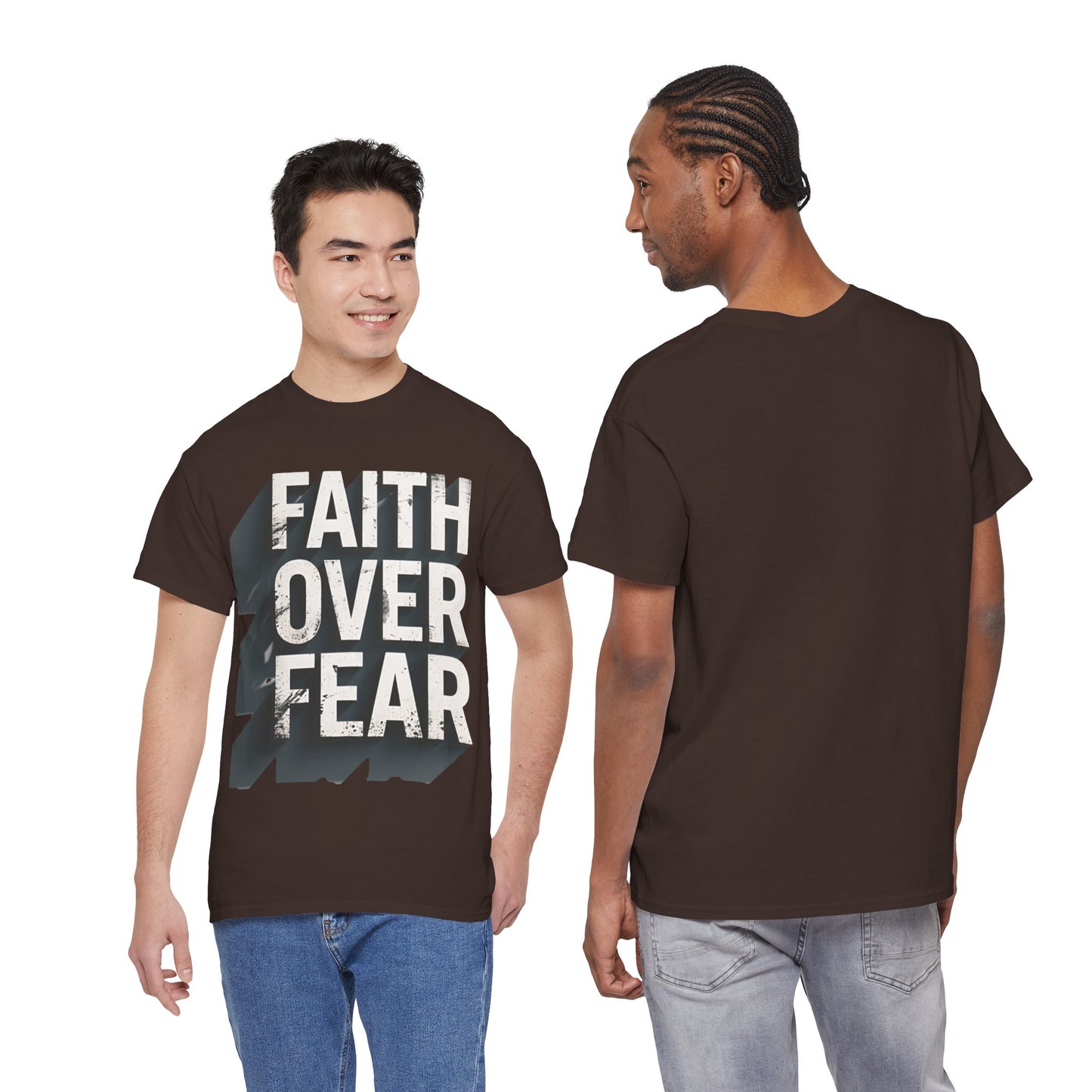 Faith Over Fear Cotton Tee — Distressed Inspirational Graphic