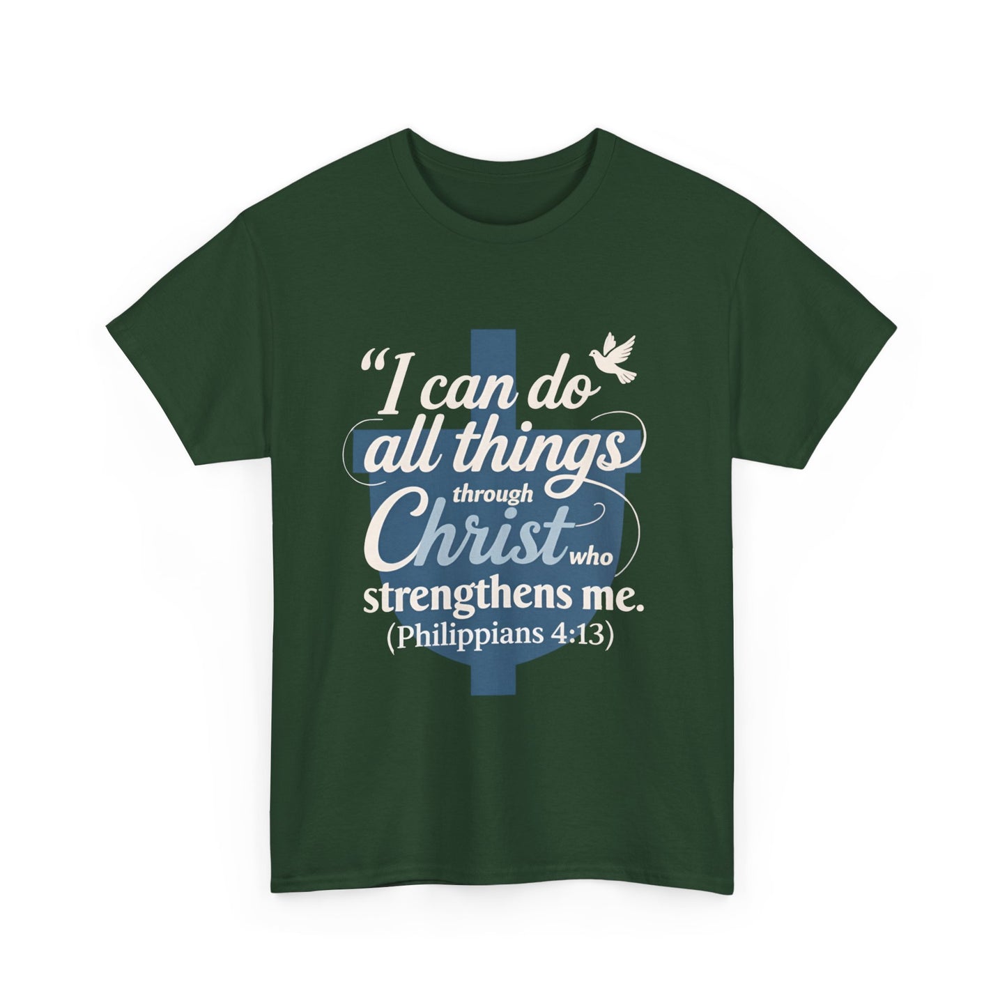 Philippians 4:13 Cotton Tee — "I Can Do All Things" Christian Prayer T-Shirt