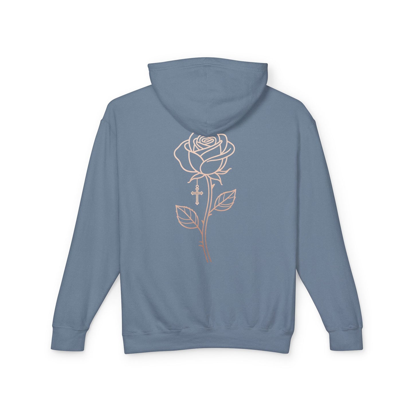 Lightweight Rose Line Hoodie — Subtle Single-Line Floral Design